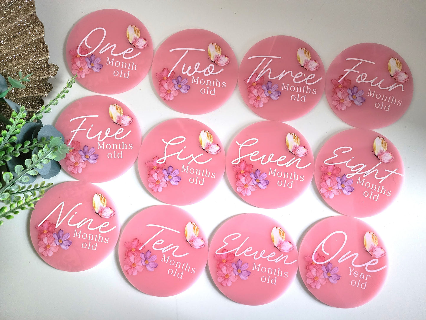 Custom Baby Monthly Milestone Plaques – Photo Memory Set