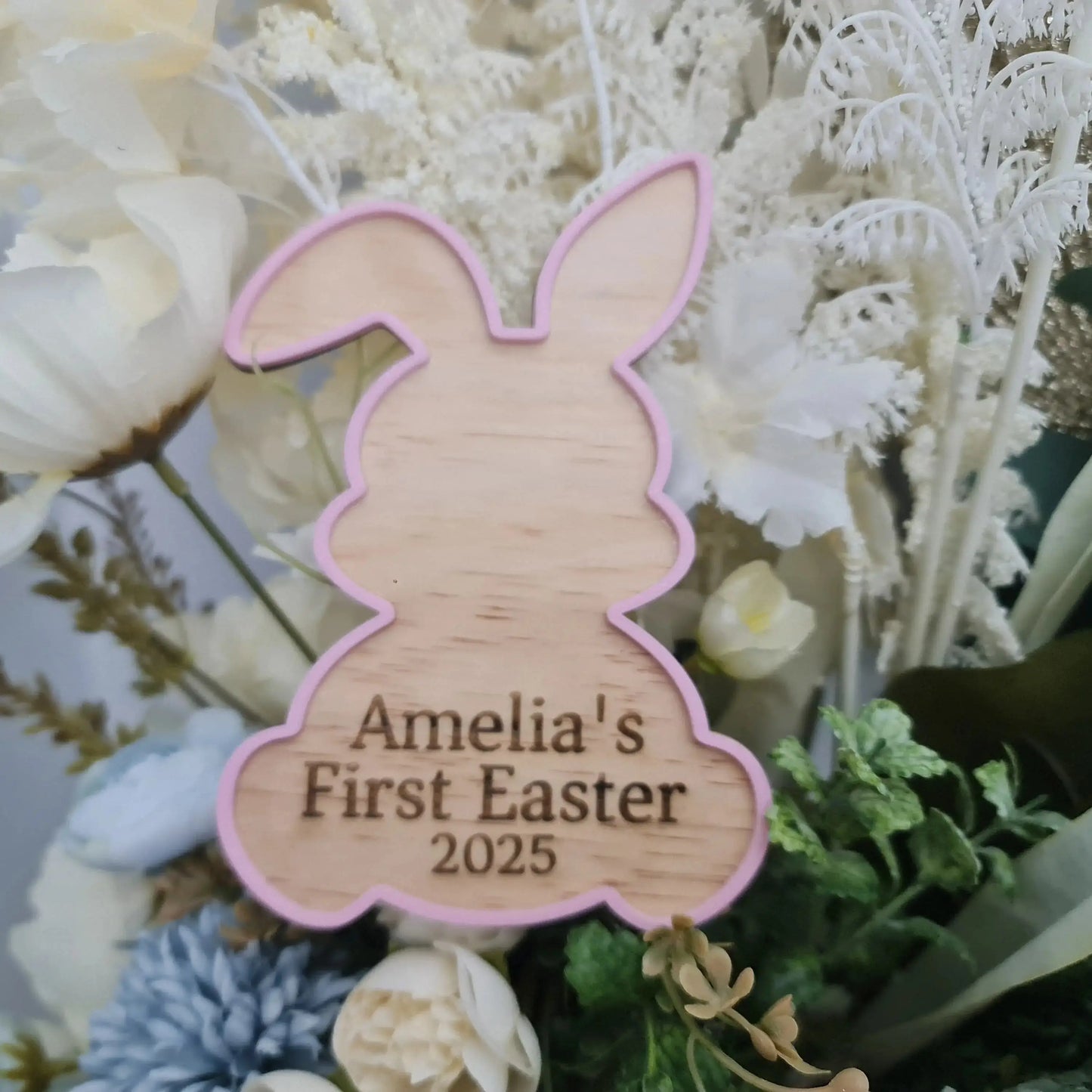 Easter Bunny Name Tag Personalised | Acrylic Outline Basket Charm Evermore Gifts & Favours