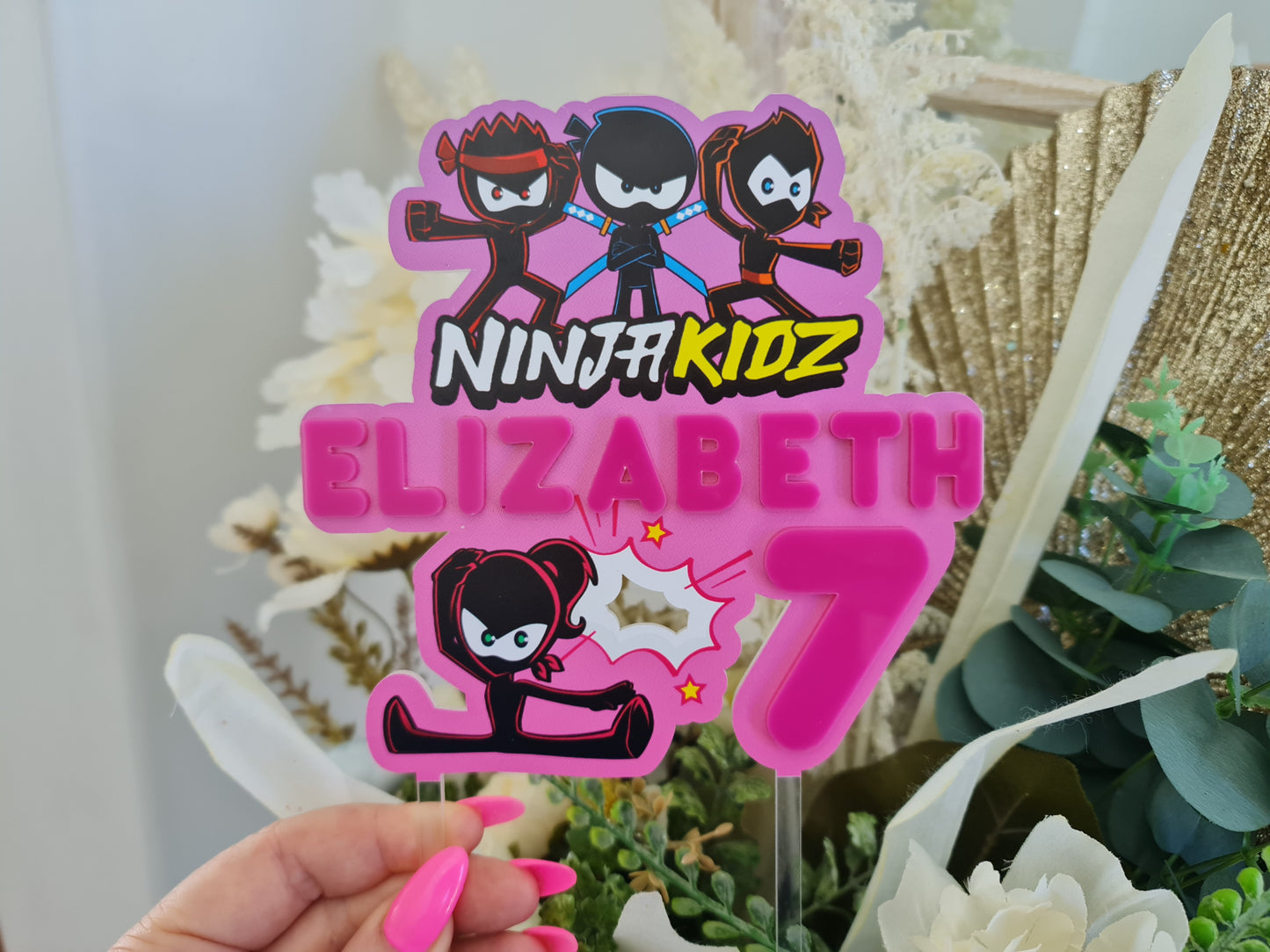 Rainbow UV Printed Cake Topper – Colourful Birthday Centrepiece