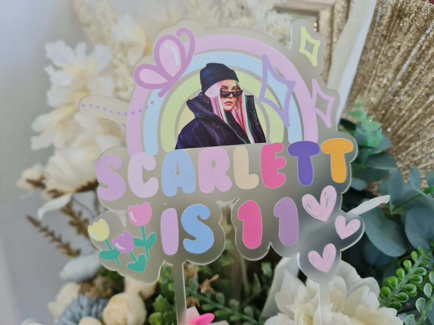 Custom UV Printed Name Cake Topper – Bright & Bold for Any Age Evermore Gifts & Favours