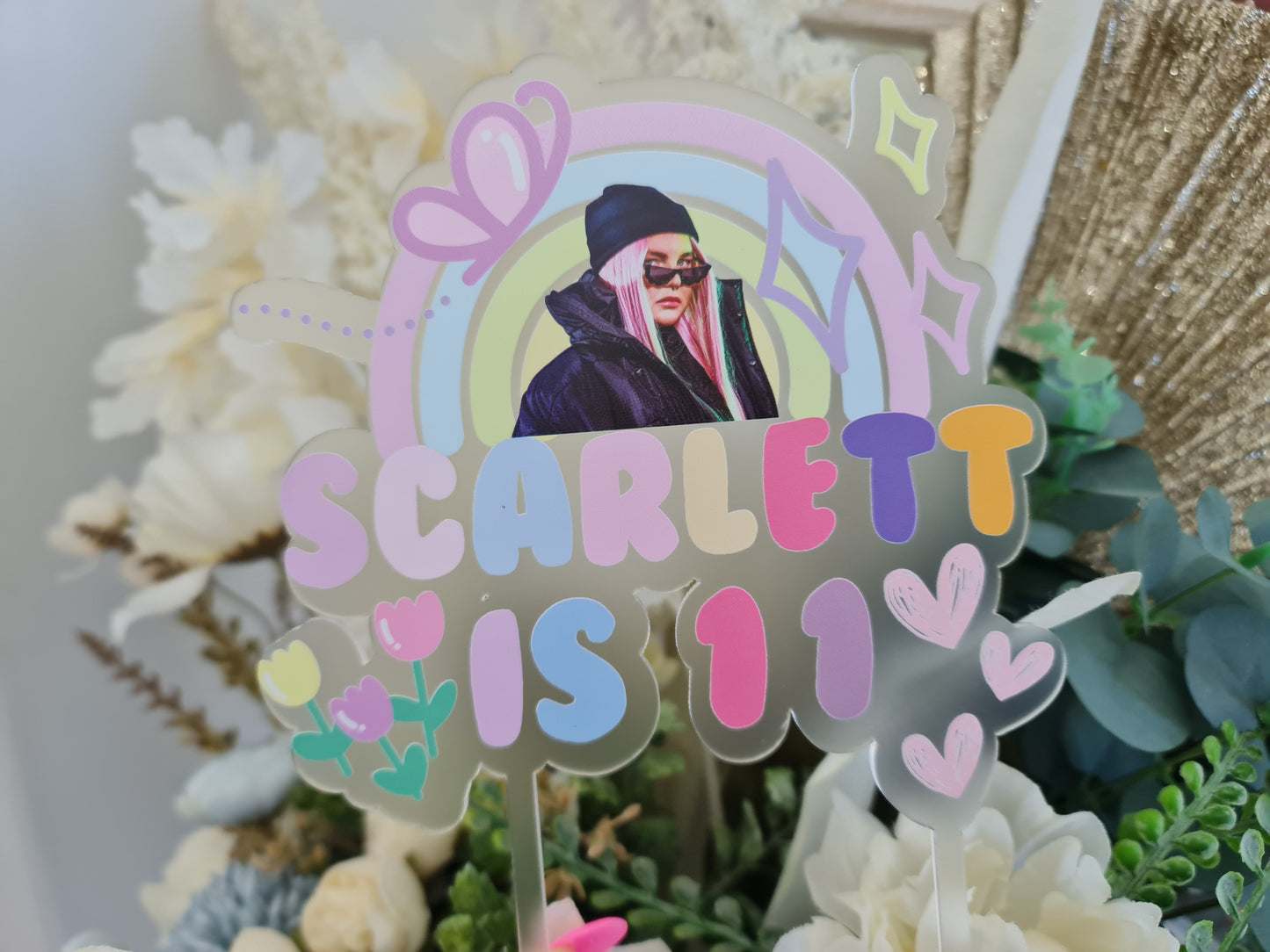 Custom UV Printed Name Cake Topper – Bright & Bold for Any Age Evermore Gifts & Favours
