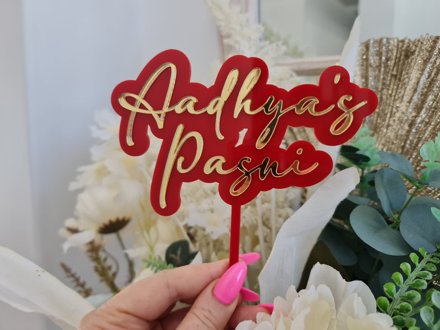 Pasni Cake Topper – Personalised Acrylic or Timber Topper for Baby’s Rice Feeding Ceremony