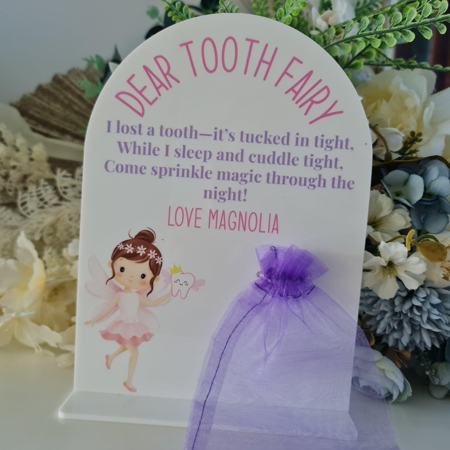 Personalised Tooth Fairy Missing Tooth Sign – Custom Name Gift for Kids