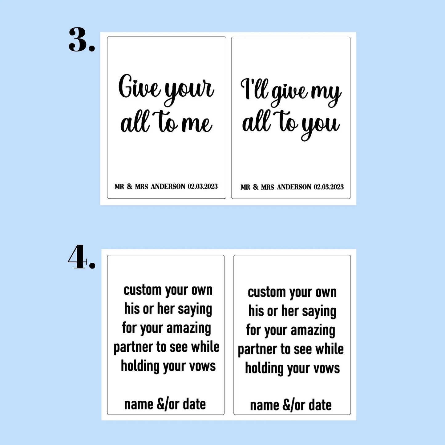 Wedding Vow Card Covers – Custom Names, Dates & Colours Evermore Gifts & Favours
