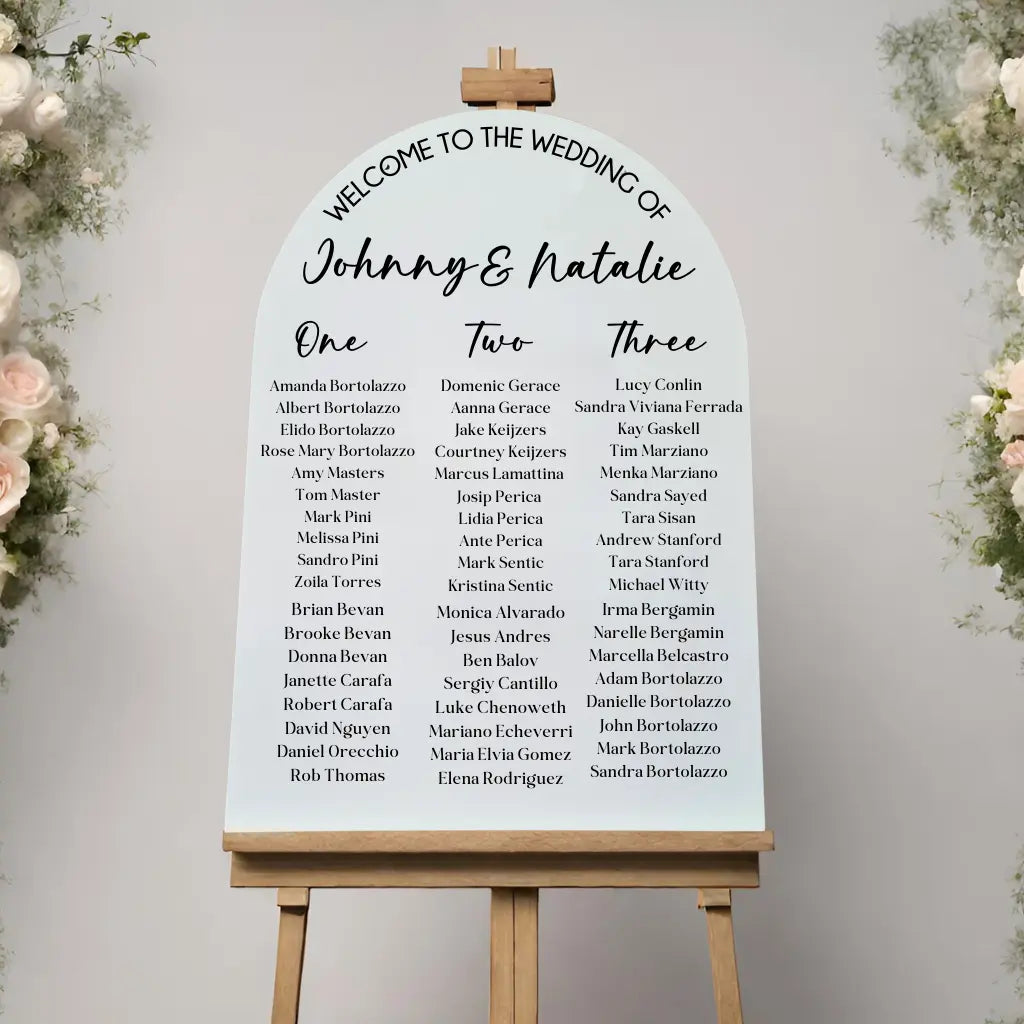 Customised Wedding Seating Plan – Available in Multiple Sizes & Shapes Evermoregifts