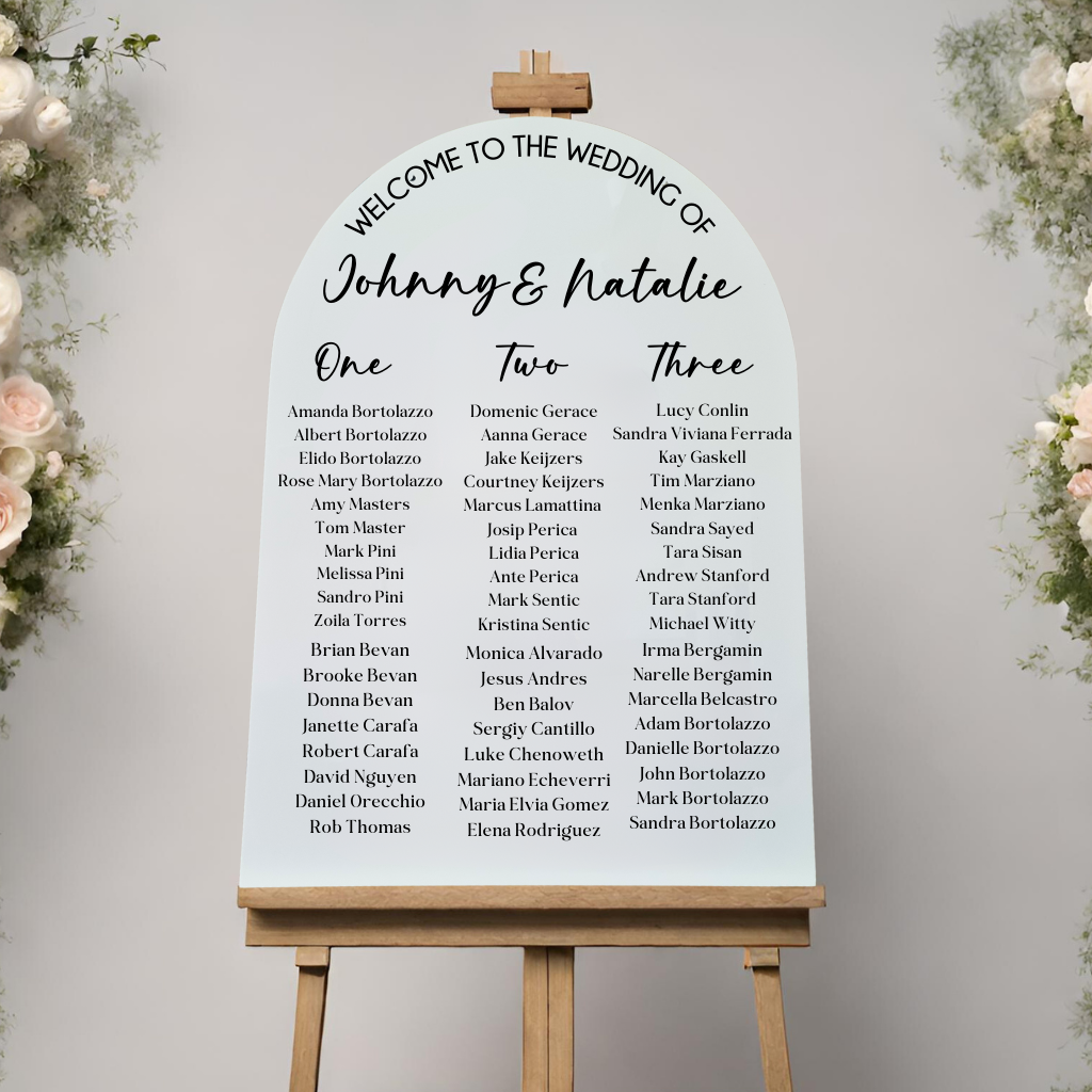 Customised Wedding Seating Plan – Available in Multiple Sizes & Shapes