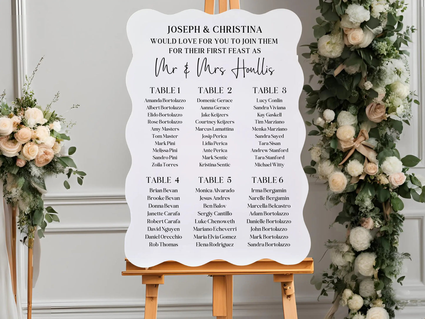 Modern Wedding Seating Chart – Personalised Table Layout Display Evermoregifts
