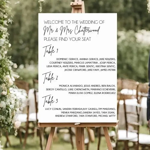 Minimalist Wedding Seating Chart – Simple, Elegant Table Layout Evermoregifts