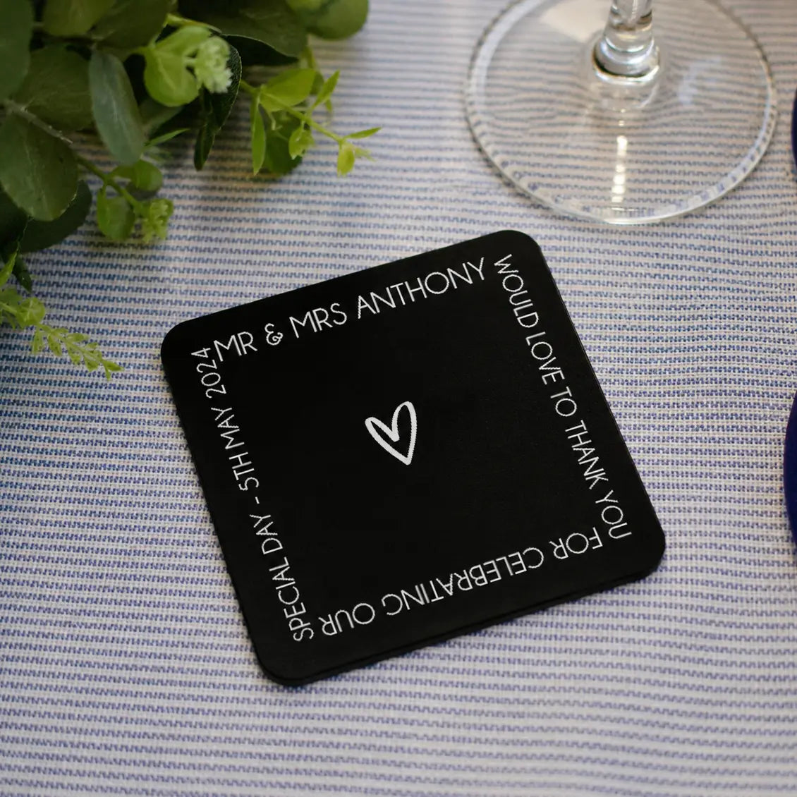 Modern Acrylic Wedding Coaster | Printed Square Drink Coaster Evermore Gifts & Favours