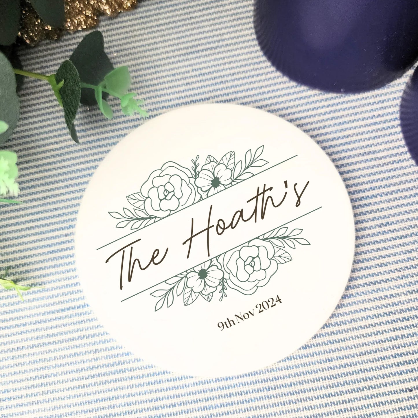 Wedding Date Coaster – Minimal Custom Design Keepsake Evermore Gifts & Favours