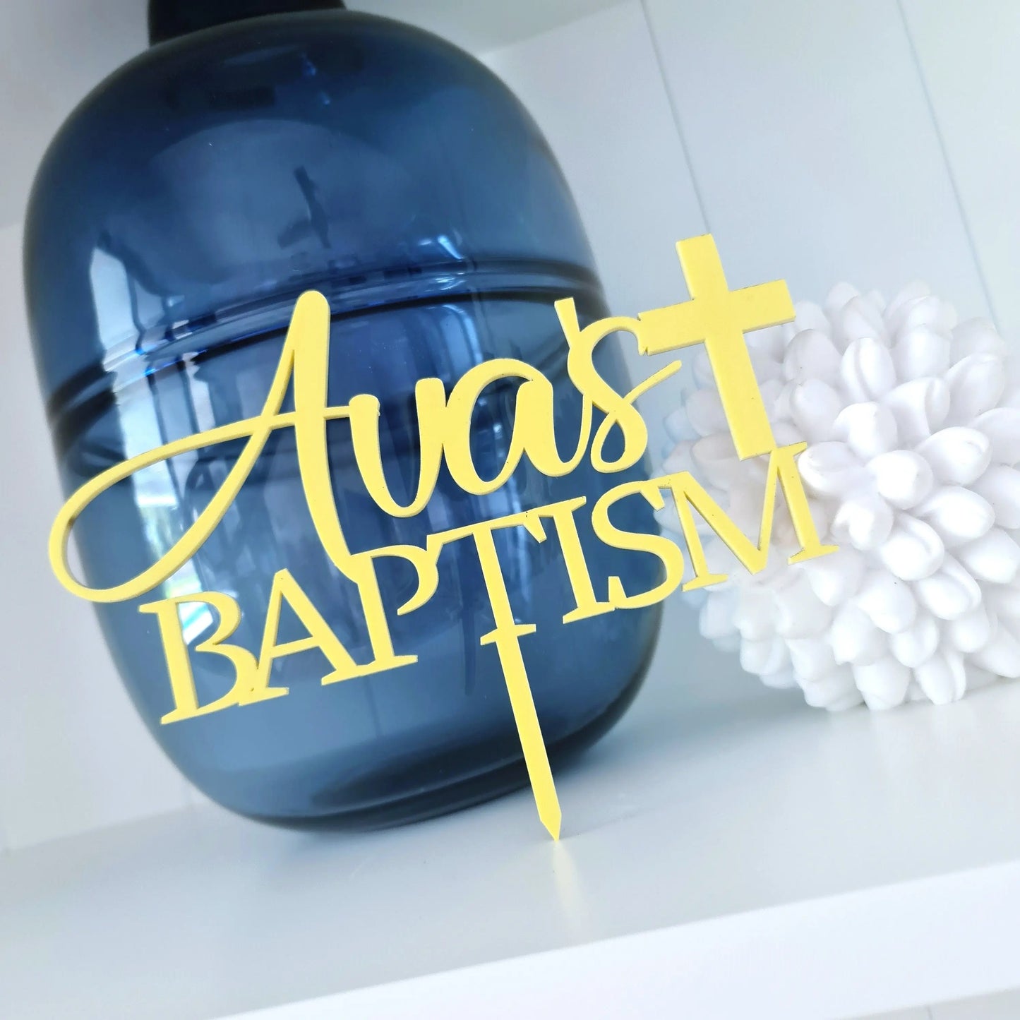 God Bless Cake Topper – Acrylic or Timber Topper for Baptism or Christening Evermore Gifts & Favours