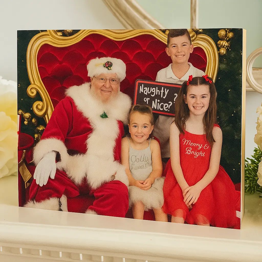 Santa Photo Block – Personalised “Naughty or Nice” Christmas Print Evermore Gifts & Favours