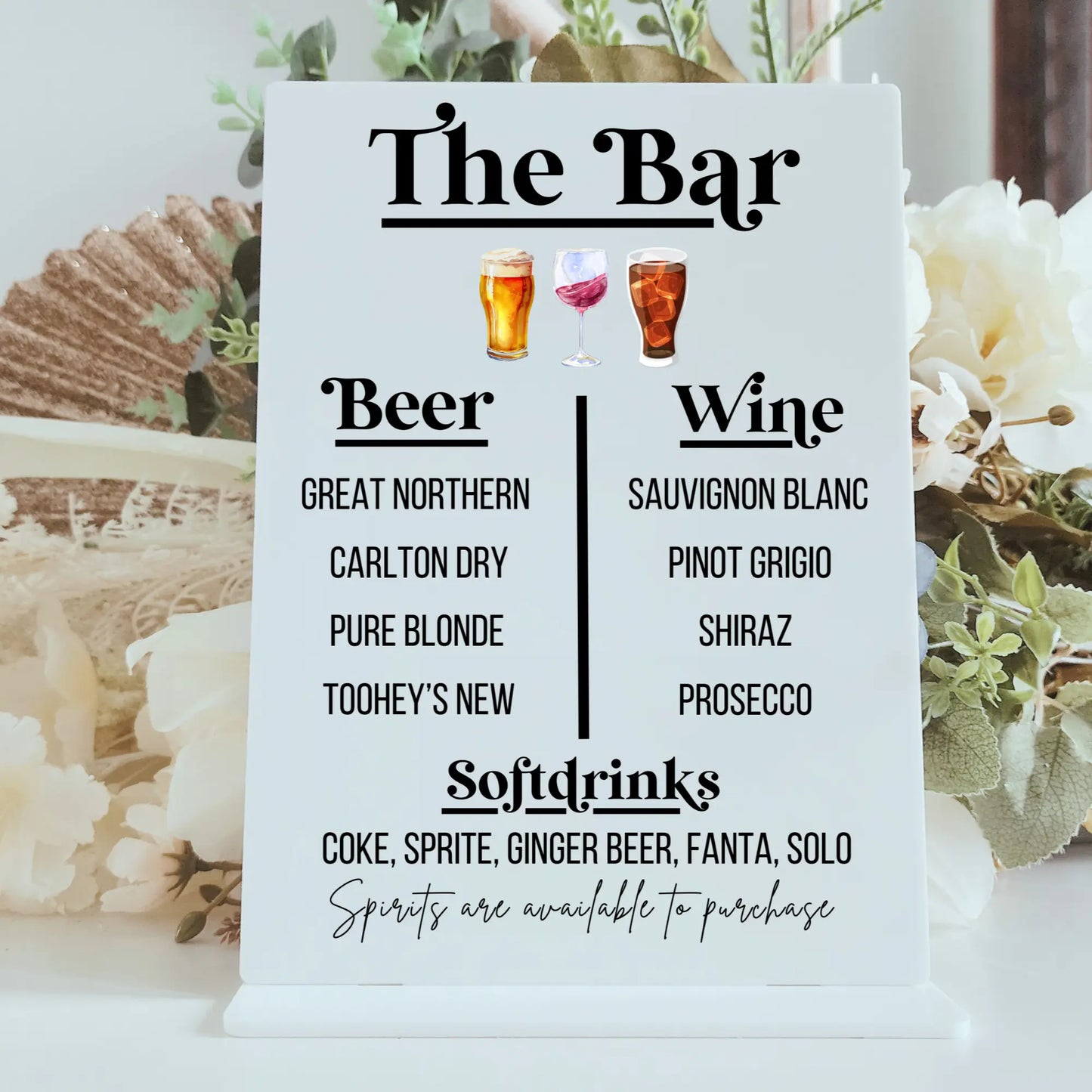 Hens Night Bar Sign – Personalised Acrylic Signage for Signature Cocktails Evermore Gifts & Favours