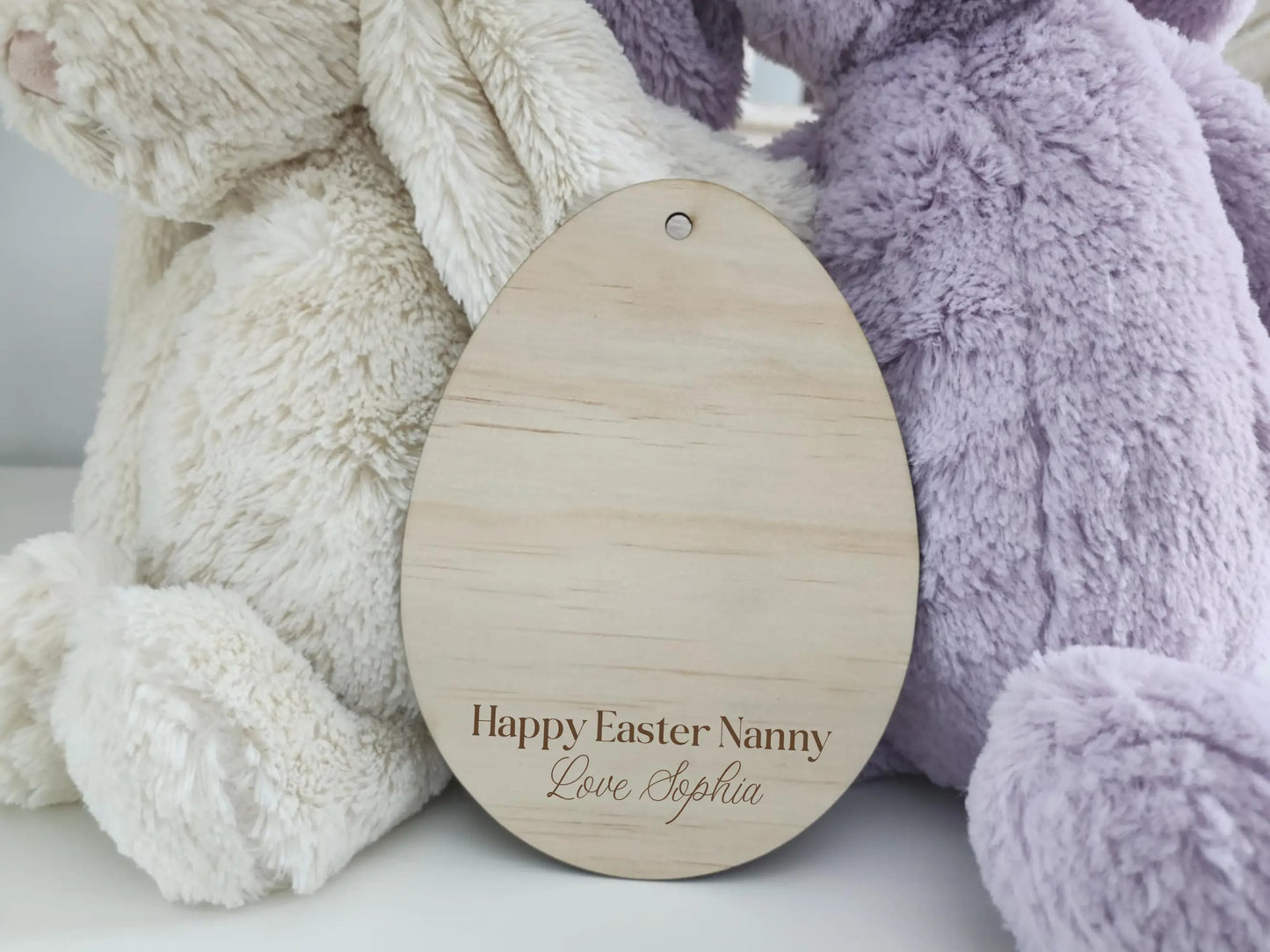Custom Easter Bunny Tag – Personalised Acrylic or Timber Option Evermore Gifts & Favours