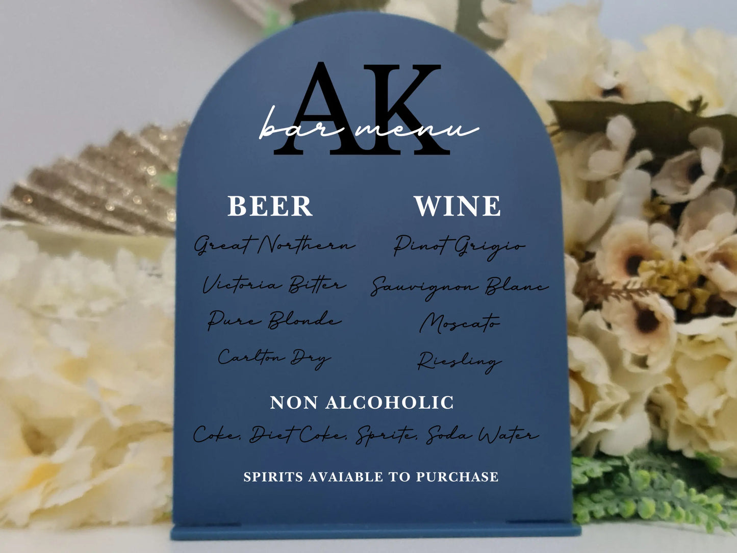 Personalised Acrylic Bar Sign – Printed Wedding or Engagement Drink Menu Evermore Gifts & Favours