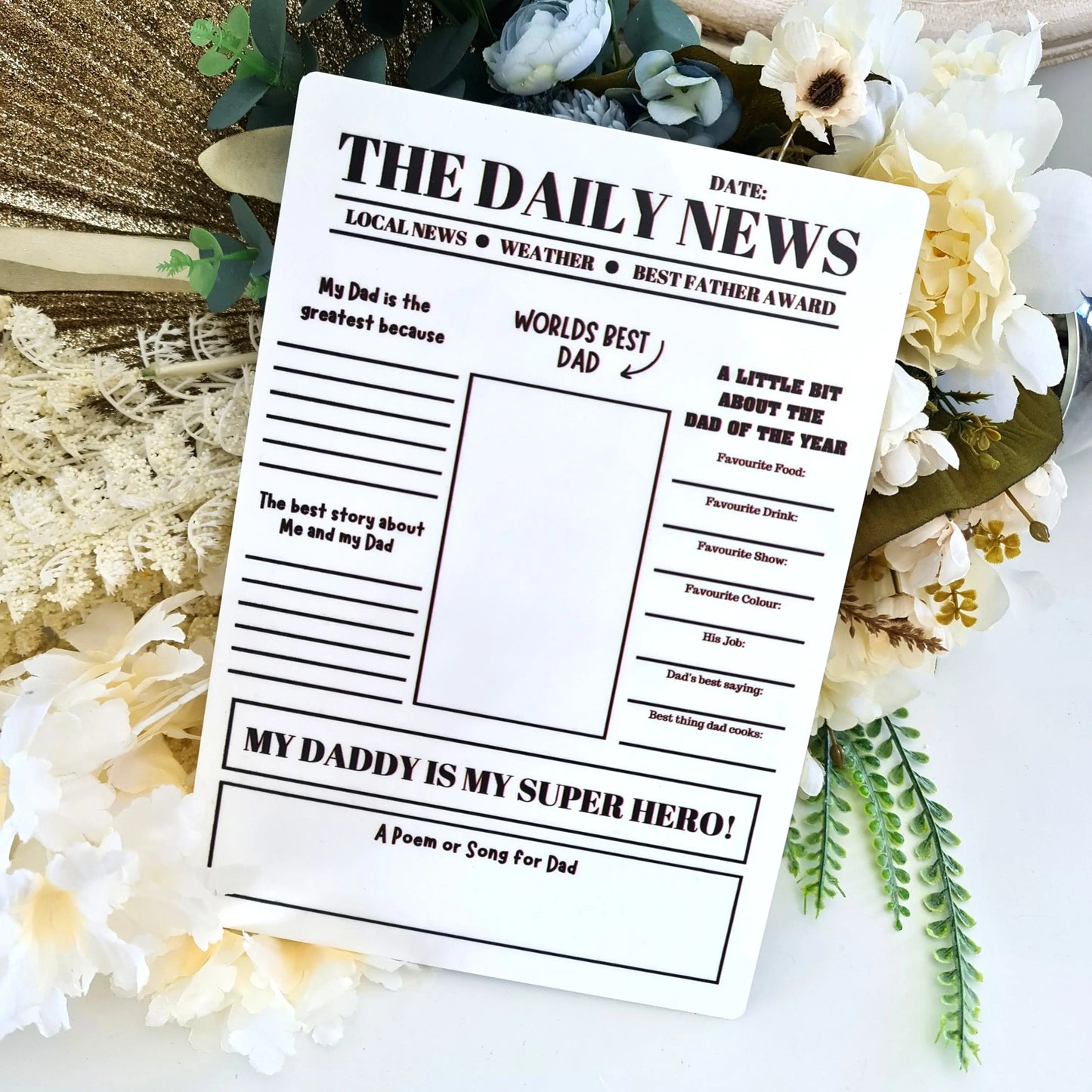 Personalised Dad Sign –Daily News - All About Dad - Personalised Gift Evermore Gifts & Favours