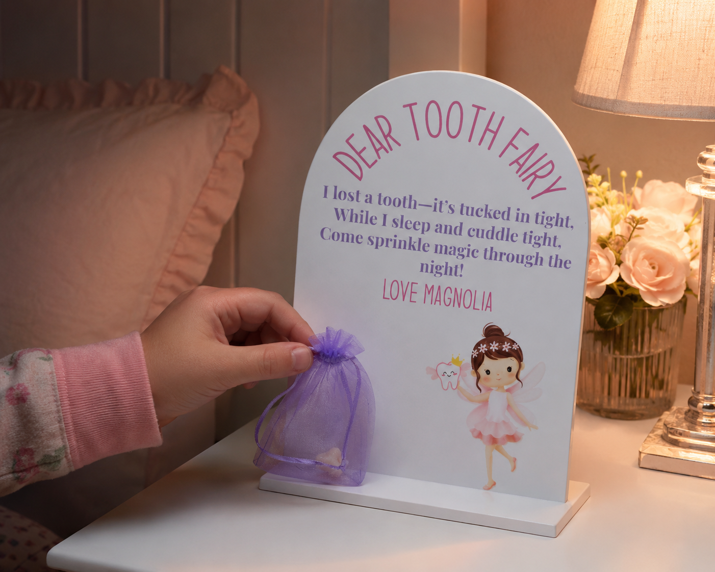 Personalised Tooth Fairy Missing Tooth Sign – Custom Name Gift for Kids