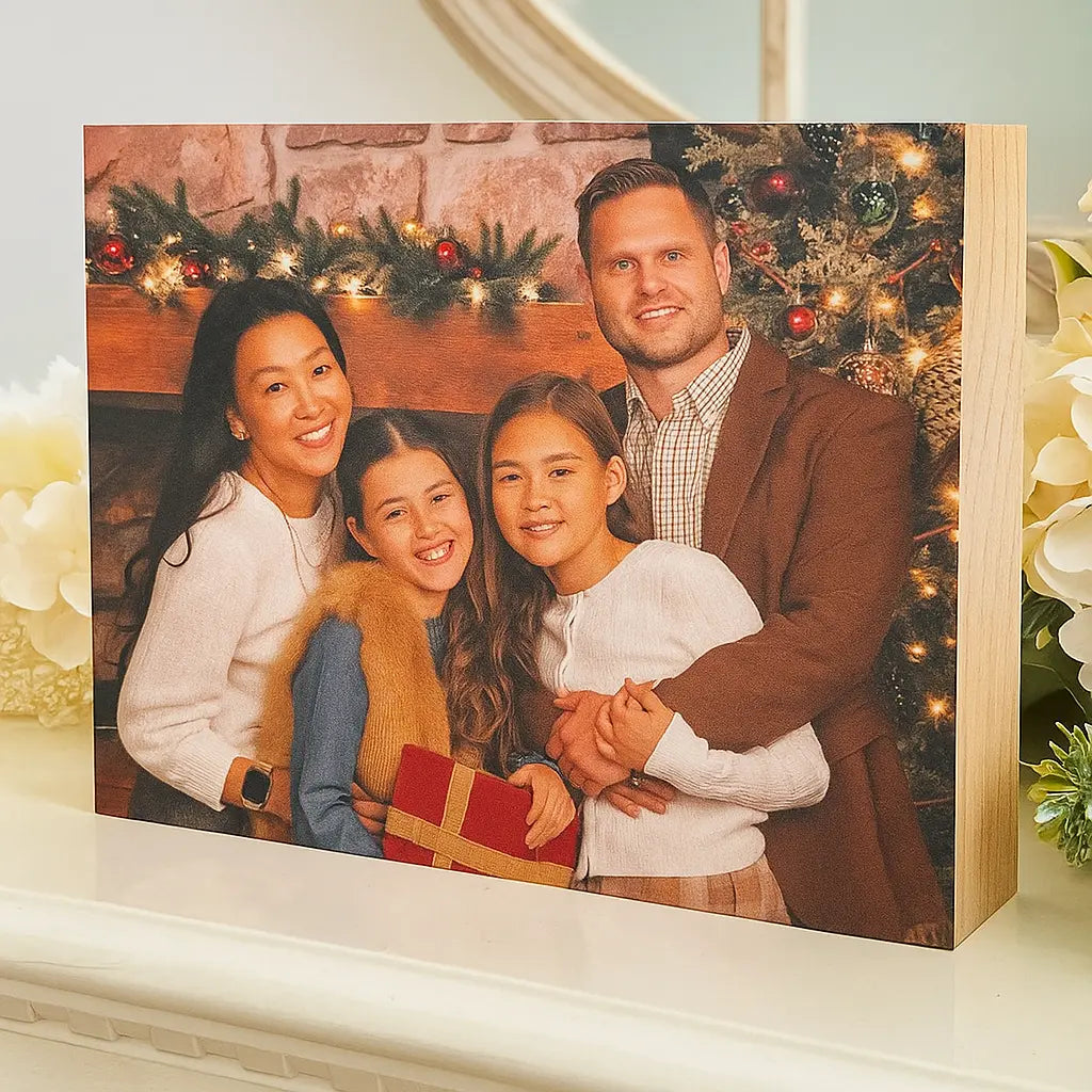 Personalised Family Christmas Photo Block – Festive Keepsake Gift Evermore Gifts & Favours