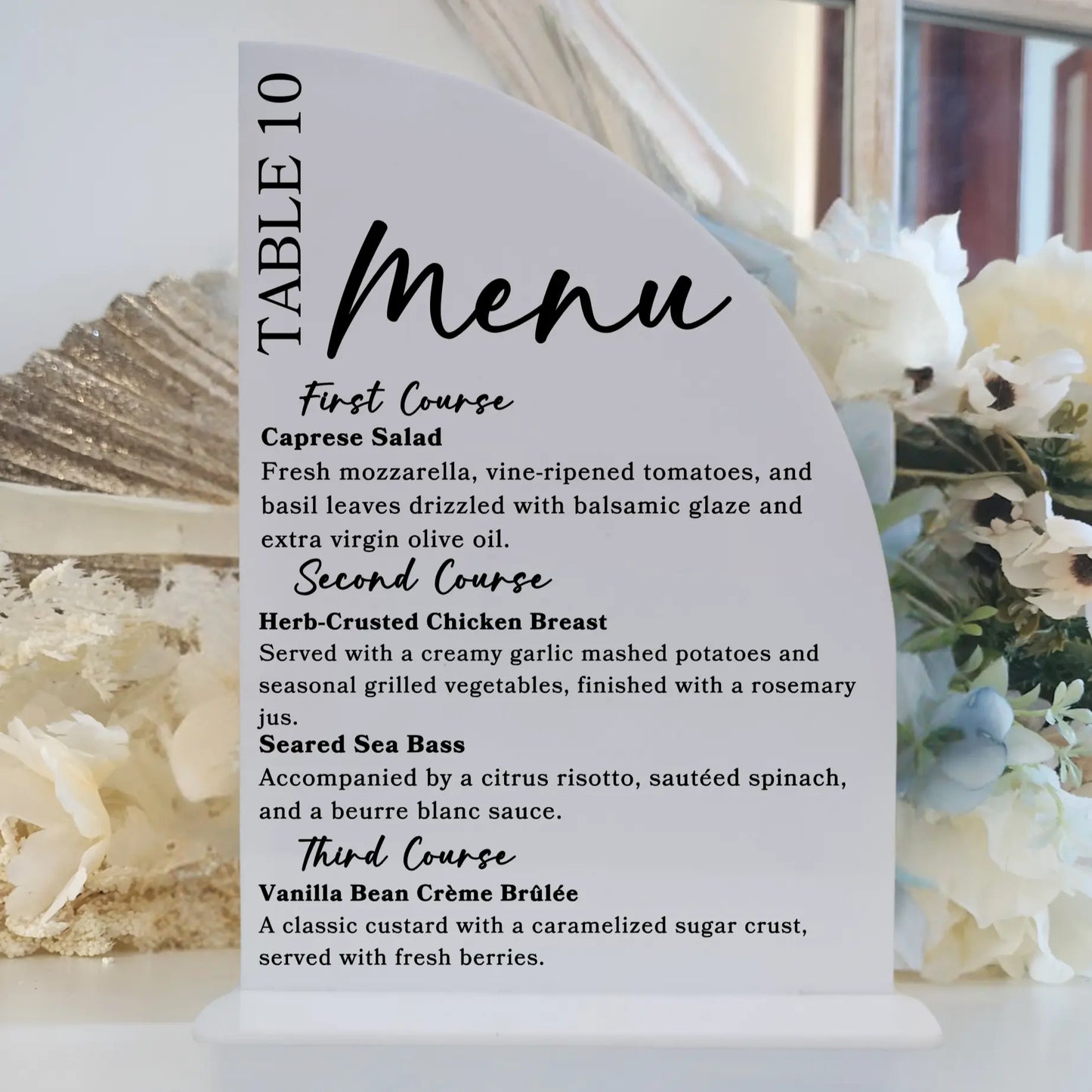 Acrylic Table Menu for Weddings – Elegant UV Printed Signage Evermore Gifts & Favours