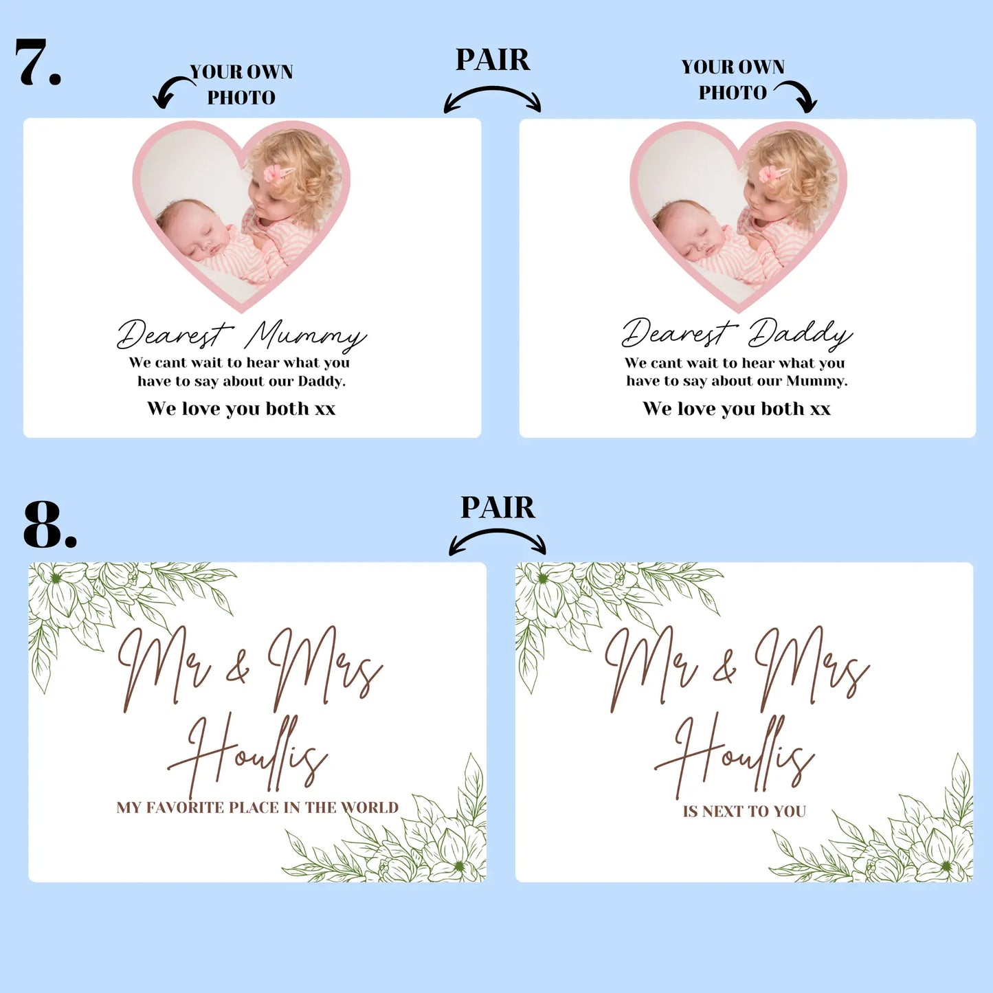 Personalised Vow Card Holders – Set of 2 UV Printed Wedding Keepsakes Evermore Gifts & Favours