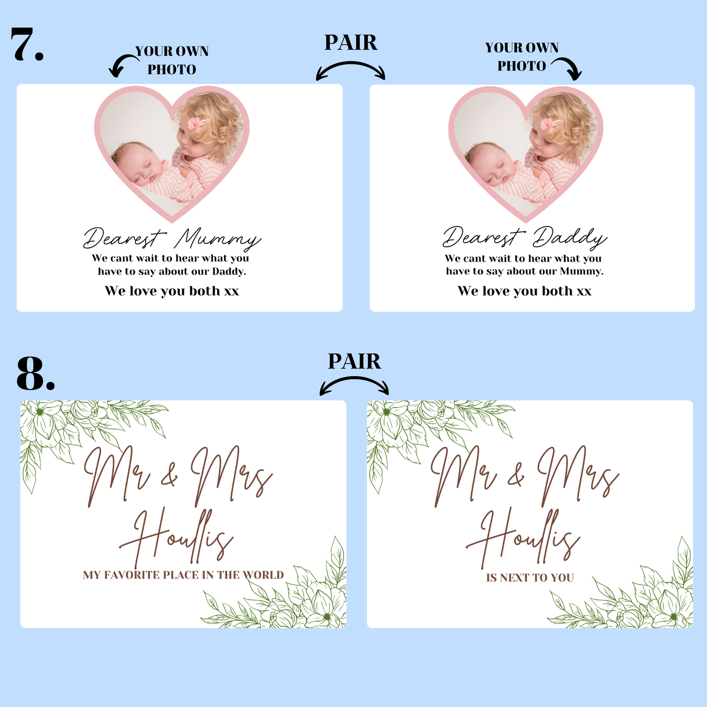 Personalised Vow Card Holders – Set of 2 UV Printed Wedding Keepsakes