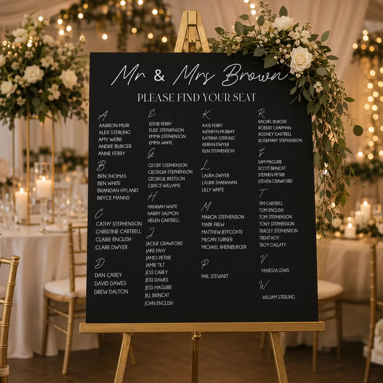 Modern Wedding Seating Chart | Personalised Acrylic Seating Plan