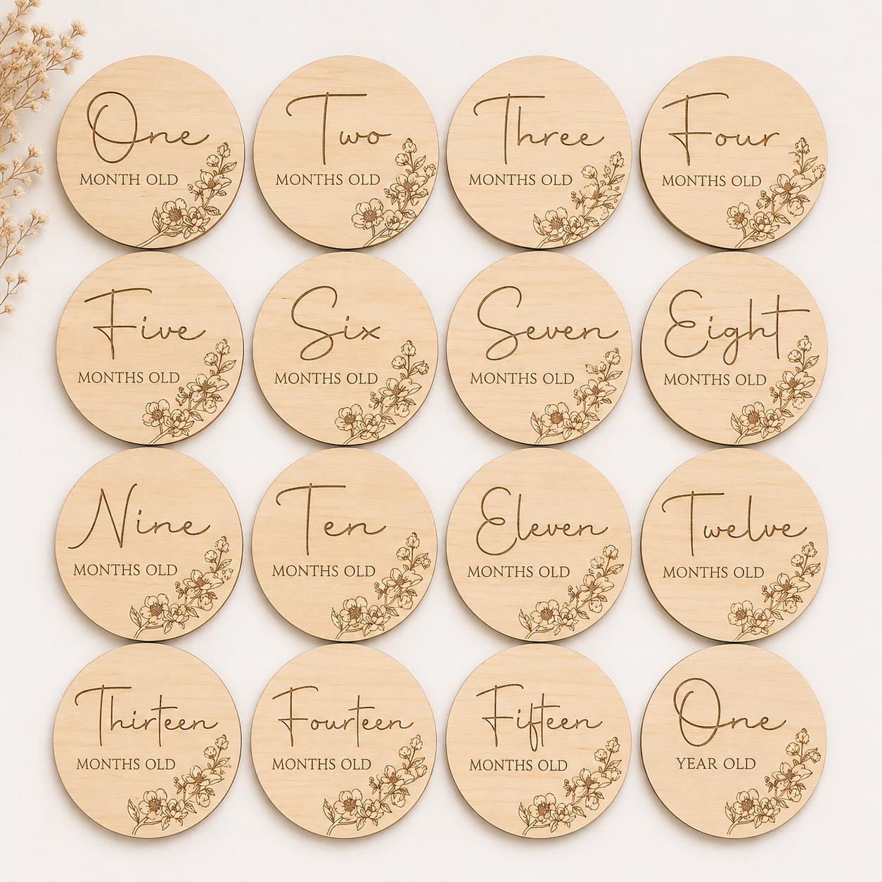 Personalised Baby Milestone Disks – Monthly Set with Custom Birth Disk