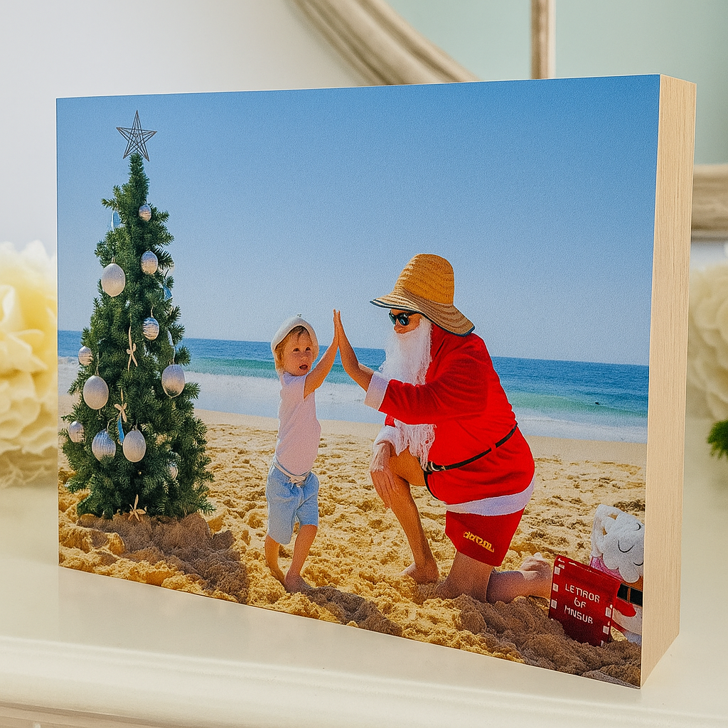 Aussie Beach Christmas Photo Block – UV Printed Summer Holiday Display