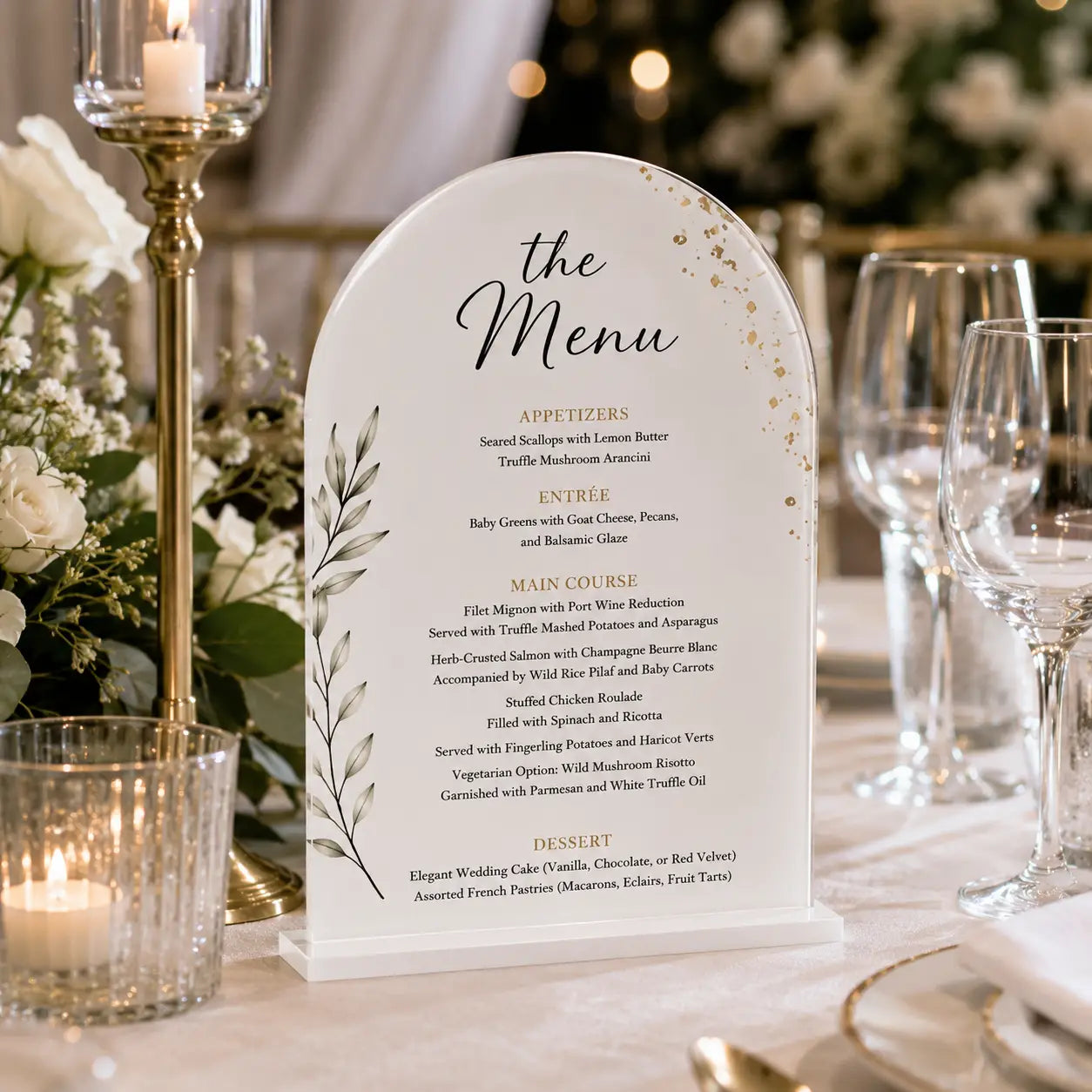 Custom Wedding Menu – UV Printed Acrylic with Your Food & Drink Selections