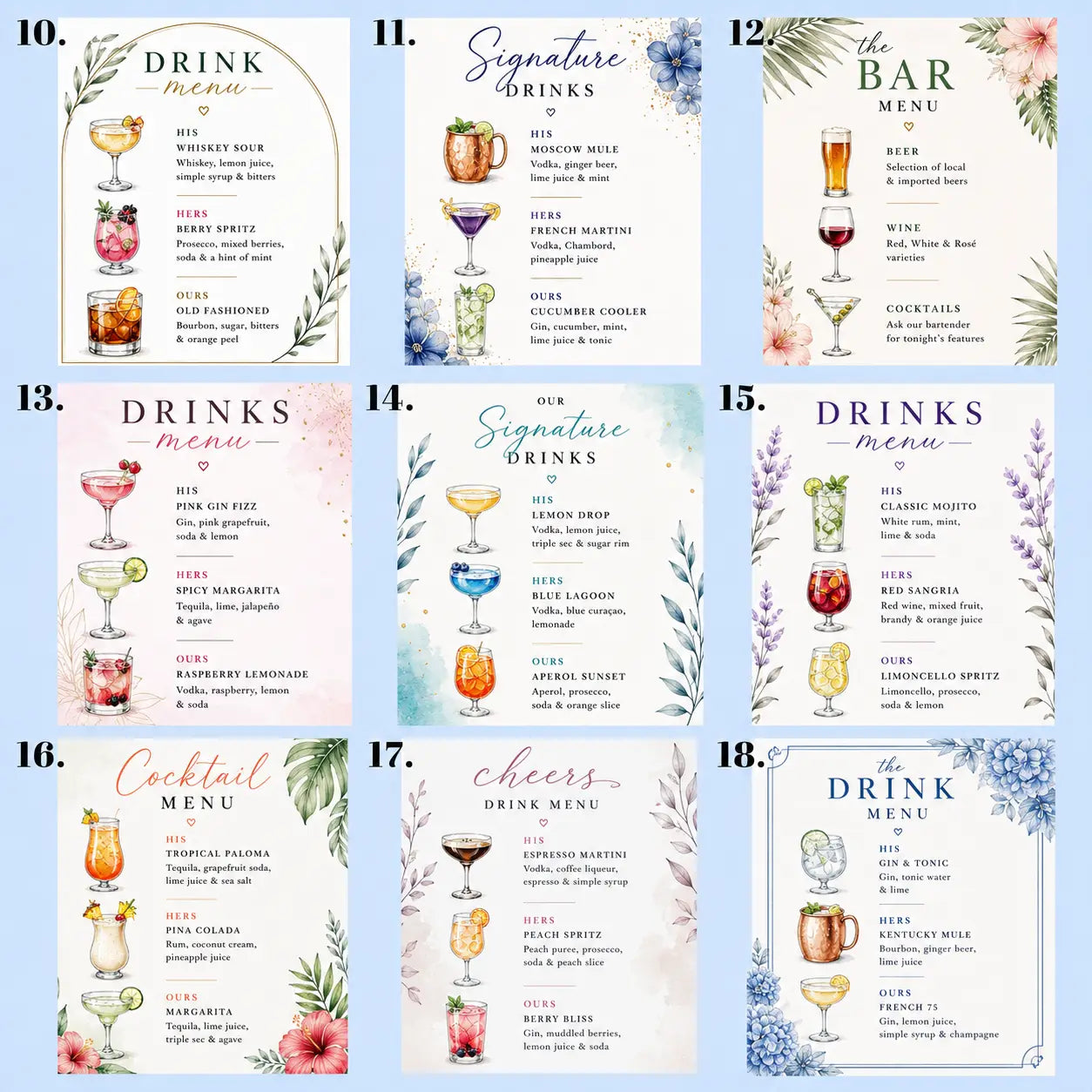Personalised Acrylic Bar Sign – Printed Wedding or Engagement Drink Menu