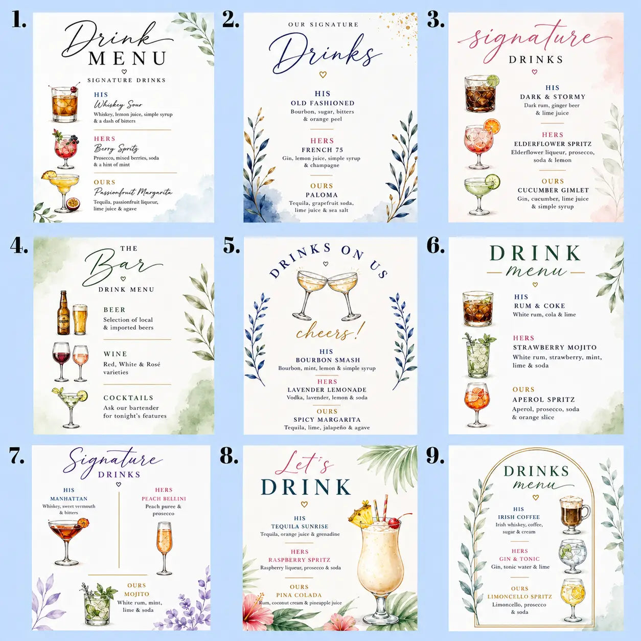 Custom UV Bar Sign – Acrylic Wedding Sign for His & Hers Cocktails