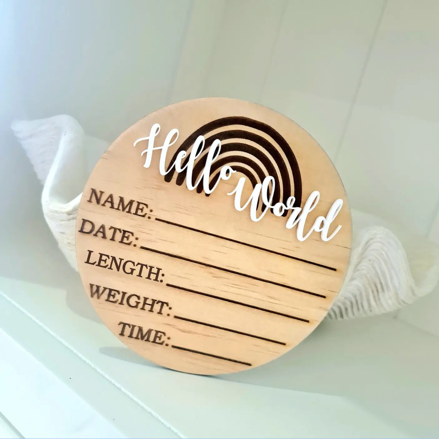 Engraved Baby Announcement Disc – Custom Newborn Reveal Sign Evermore Gifts & Favours