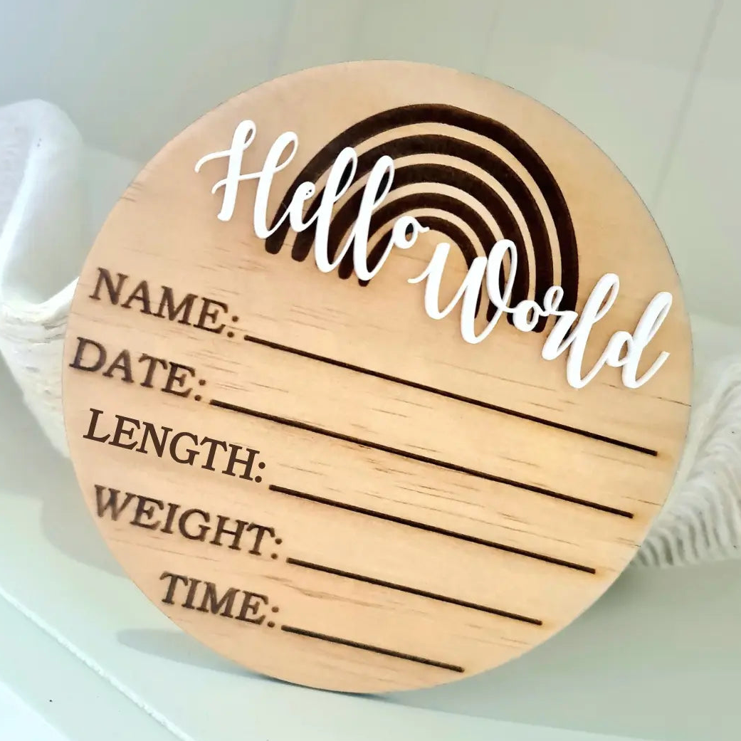 Engraved Baby Announcement Disc – Custom Newborn Reveal Sign Evermore Gifts & Favours