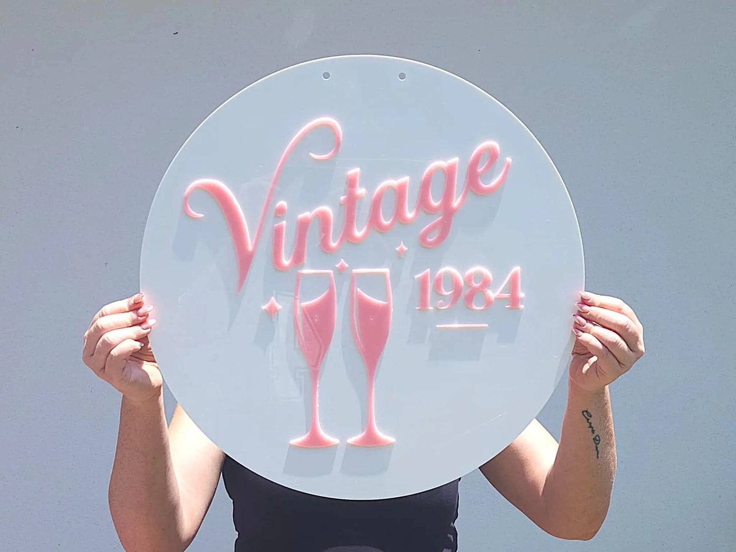 Custom Round Birthday Sign – UV Printed with Name & Age Evermore Gifts & Favours