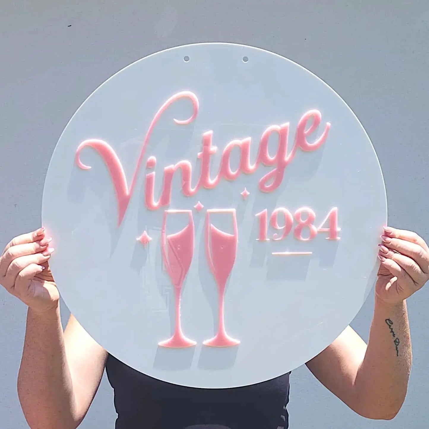 Custom Round Birthday Sign – UV Printed with Name & Age Evermore Gifts & Favours