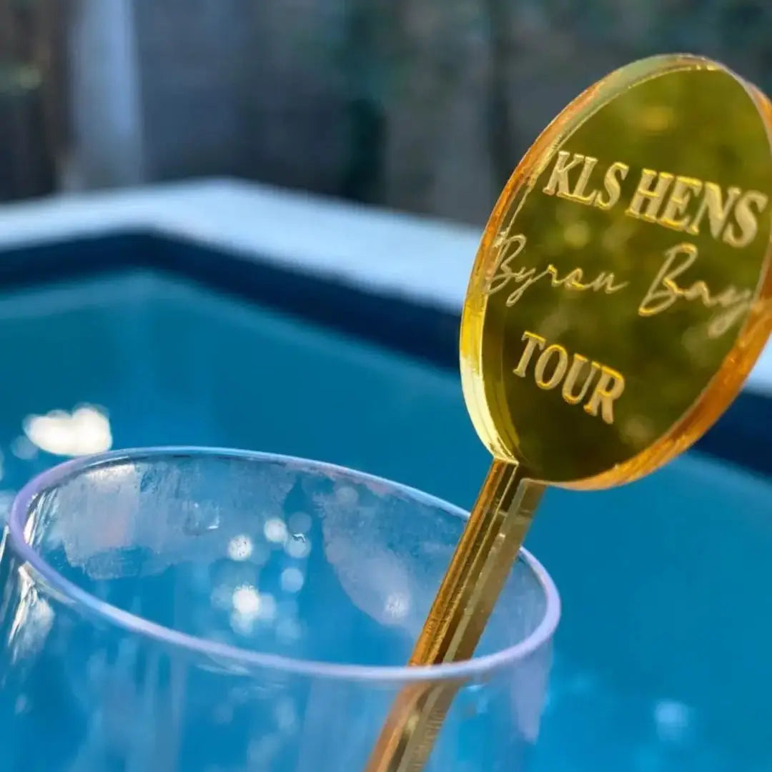 Wedding Drink Stirrers – Custom Names or Phrases in Mirror Acrylic Evermore Gifts & Favours