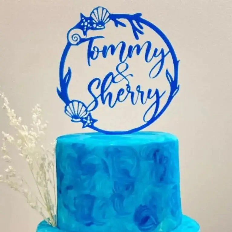 Ocean Themed Wedding Cake Topper | Coastal Acrylic Cake Decor Evermore Gifts & Favours