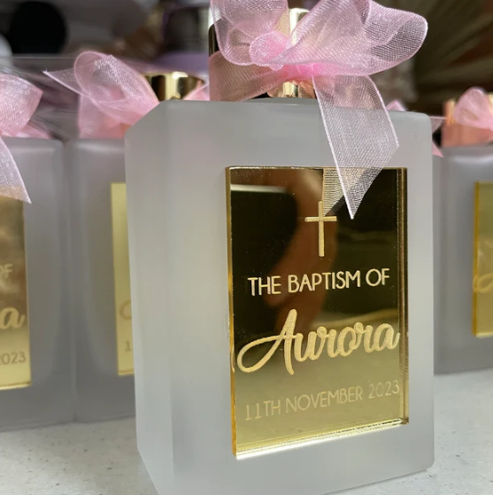 Personalised Christening Tags – Laser Etched Favours for Guests