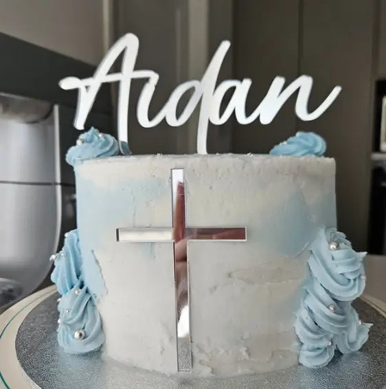 Cross Cake Topper – Minimal Religious Topper for Any Sacrament Evermore Gifts & Favours
