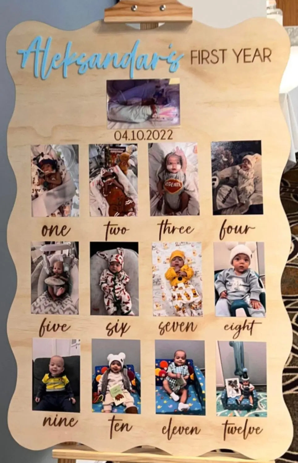 Personalised Acrylic First 12 Months Photo Sign Evermore Gifts & Favours
