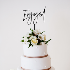 Engaged Cake Topper – Romantic Wedding Cake Decor
