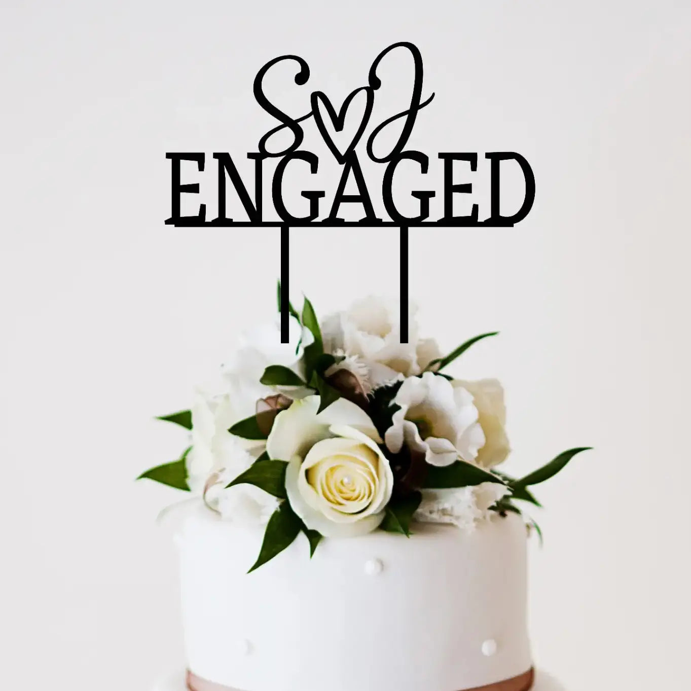 Engaged Cake Topper Initials | Personalised Acrylic Engagement Decor Evermore Gifts & Favours