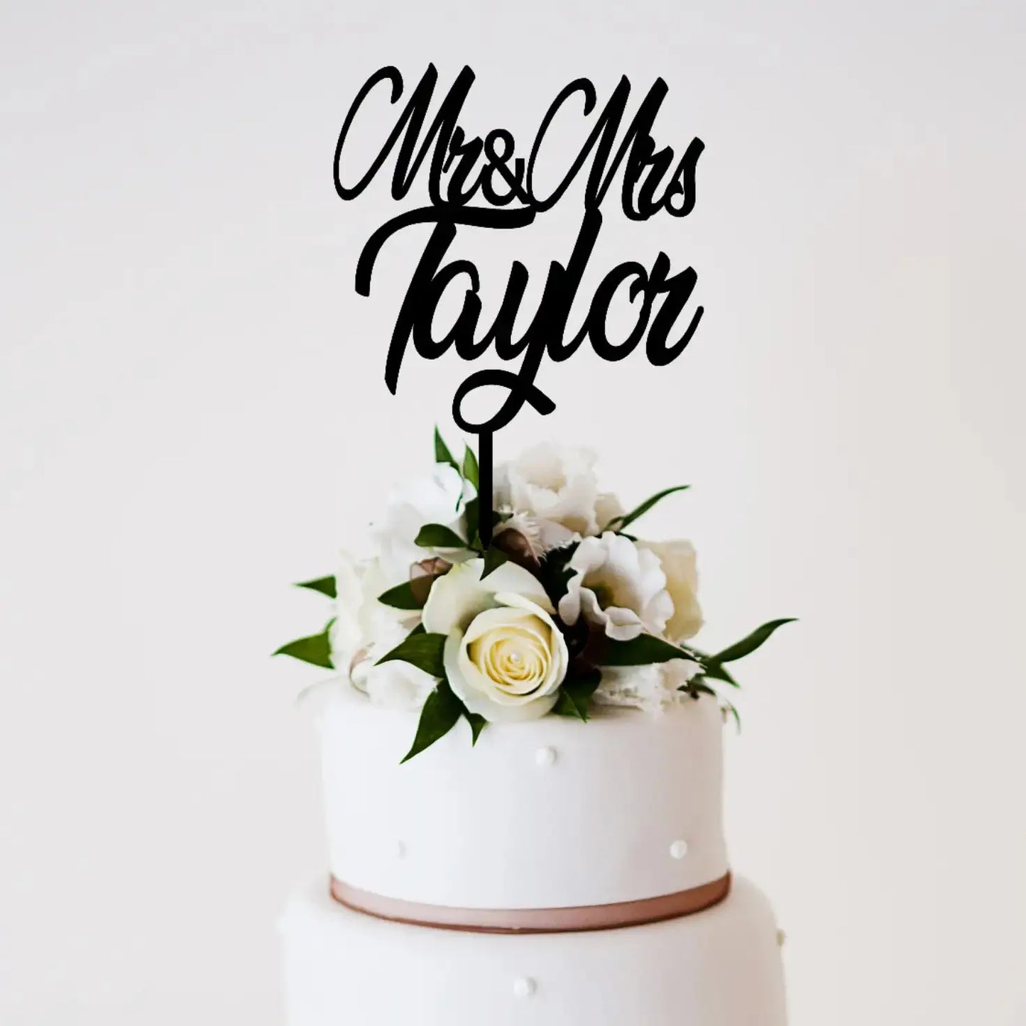 Mr and Mrs Surname Wedding Cake Topper | Personalised Acrylic Evermore Gifts & Favours