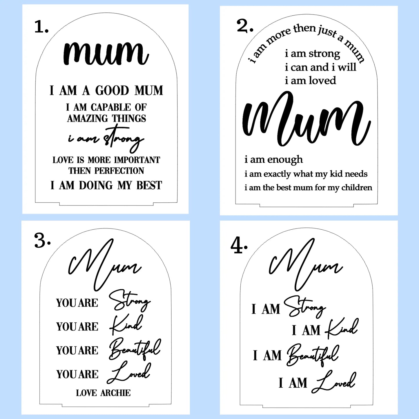 Personalised Acrylic Mother’s Affirmation Plaque Evermore Gifts & Favours