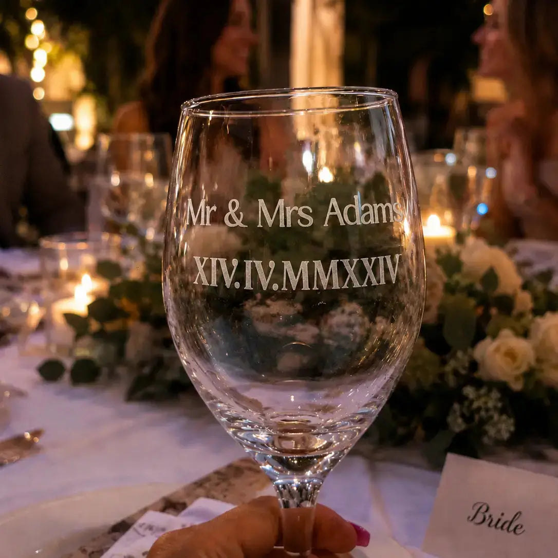 Personalised Wedding Wine Glass | 250ml Custom Glassware