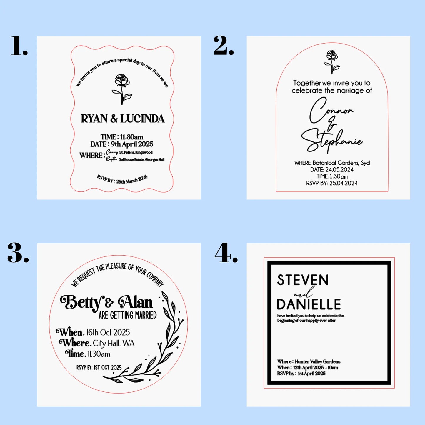 Personalised Wedding Invitations – Custom Designed to Match Your Theme Evermore Gifts & Favours