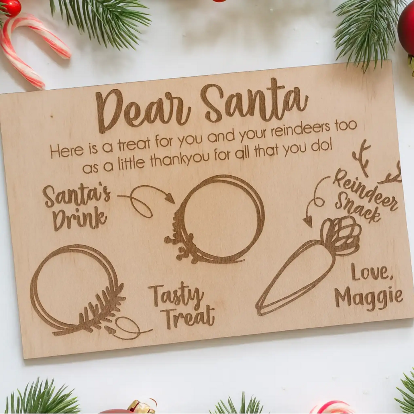 Personalised Wooden Santa Treat Board – Engraved Christmas Eve Board for Kids Evermore Gifts & Favours