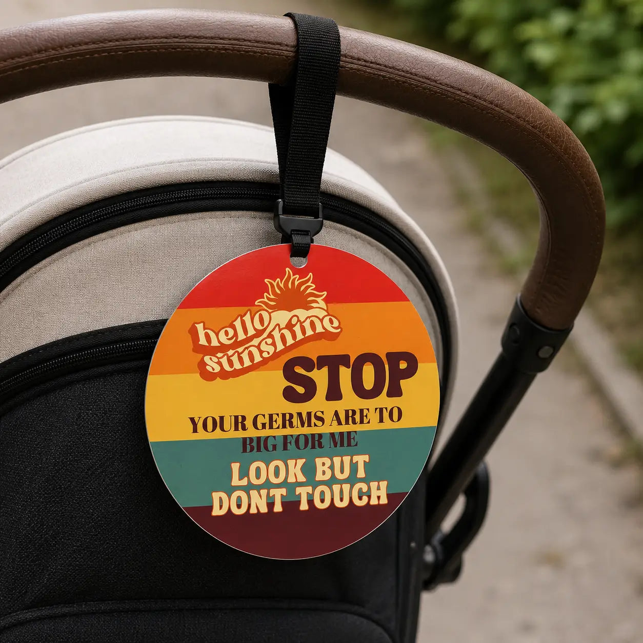 Germ-Free Zone Baby Sign – Personalised Pram or Stroller Plaque Evermore Gifts & Favours