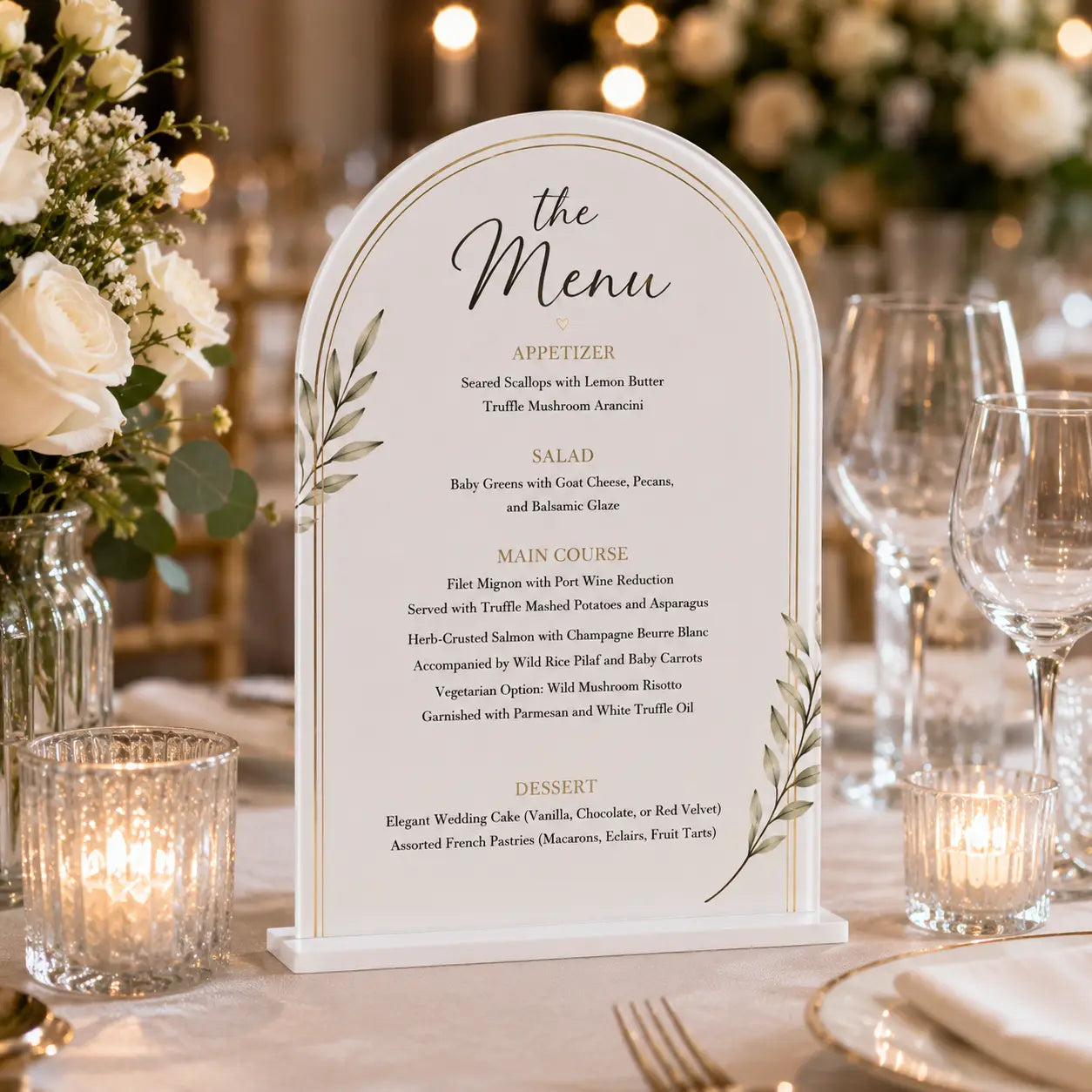 Modern Acrylic Wedding Menu – Custom Fonts and Layout Options