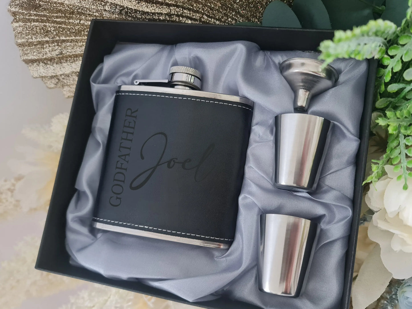 6oz Personalised Flask With Gift Set Evermore Gifts & Favours